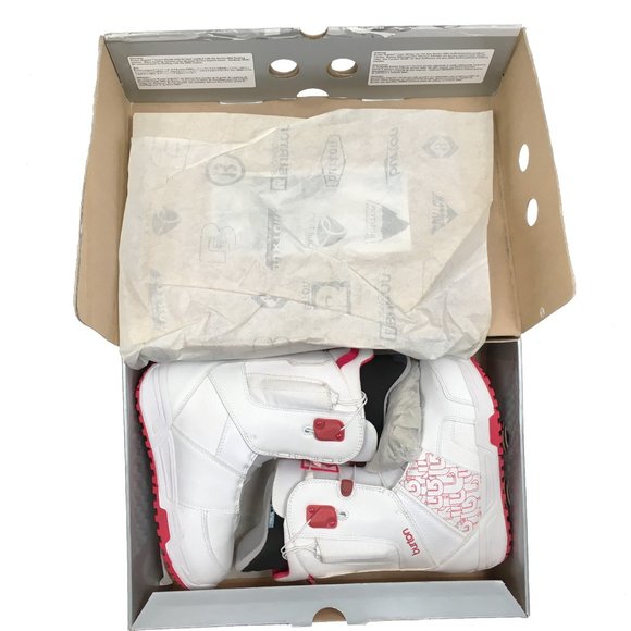 NEW! Burton Mint Womens Snowboard Boots! White & Red Size 4 or 5 (Euro 34 or 35) - Picture 1 of 2